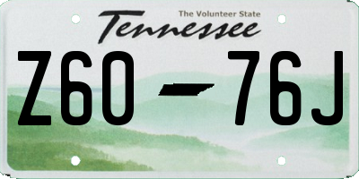 TN license plate Z6076J