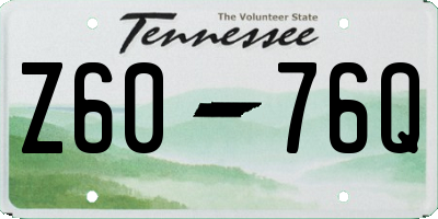 TN license plate Z6076Q