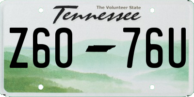TN license plate Z6076U