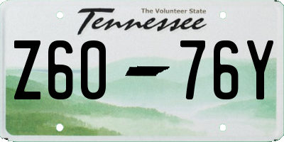 TN license plate Z6076Y