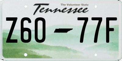 TN license plate Z6077F