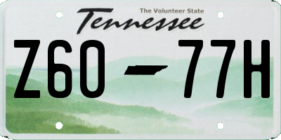 TN license plate Z6077H