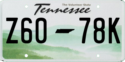 TN license plate Z6078K