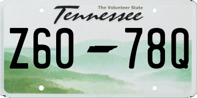 TN license plate Z6078Q