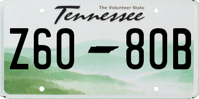 TN license plate Z6080B