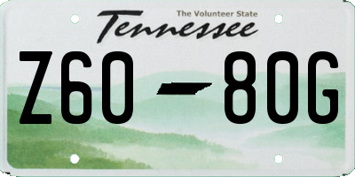 TN license plate Z6080G