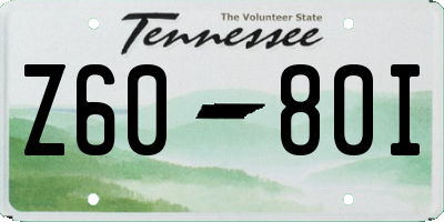 TN license plate Z6080I