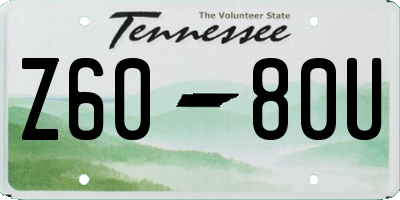 TN license plate Z6080U