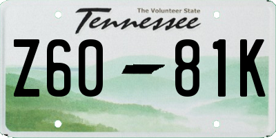 TN license plate Z6081K
