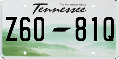 TN license plate Z6081Q