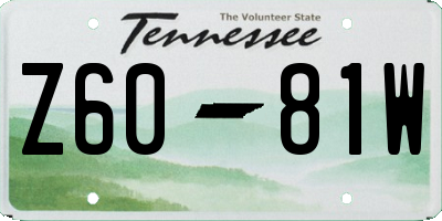 TN license plate Z6081W