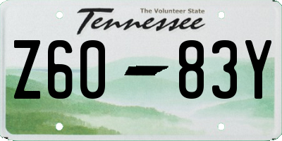 TN license plate Z6083Y