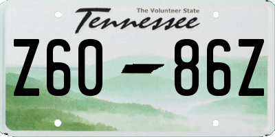 TN license plate Z6086Z