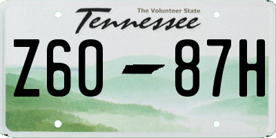 TN license plate Z6087H