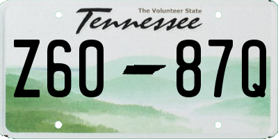 TN license plate Z6087Q