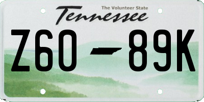 TN license plate Z6089K