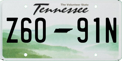 TN license plate Z6091N