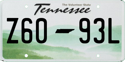 TN license plate Z6093L