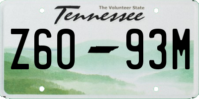 TN license plate Z6093M