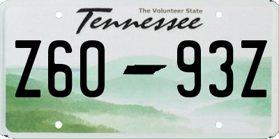 TN license plate Z6093Z