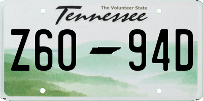 TN license plate Z6094D