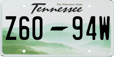 TN license plate Z6094W