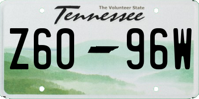 TN license plate Z6096W