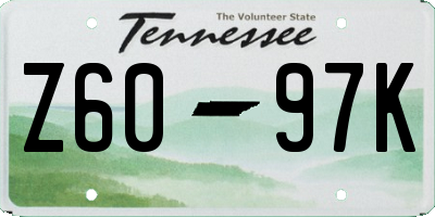 TN license plate Z6097K