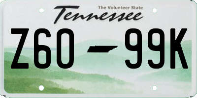 TN license plate Z6099K