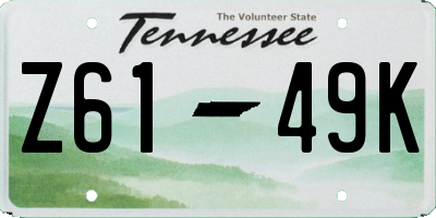 TN license plate Z6149K