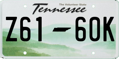 TN license plate Z6160K