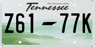 TN license plate Z6177K