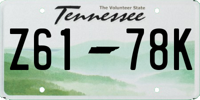TN license plate Z6178K