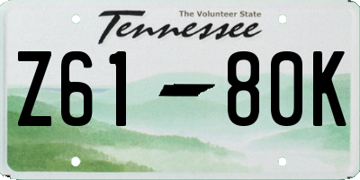 TN license plate Z6180K