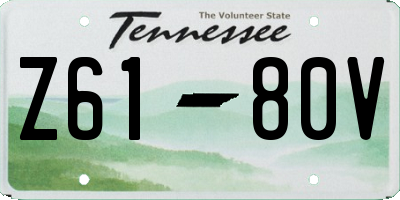 TN license plate Z6180V
