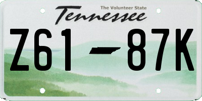 TN license plate Z6187K