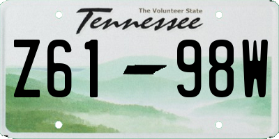 TN license plate Z6198W