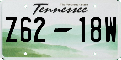 TN license plate Z6218W