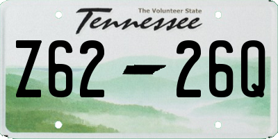 TN license plate Z6226Q