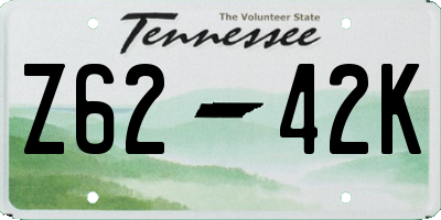 TN license plate Z6242K
