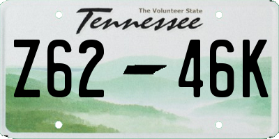 TN license plate Z6246K