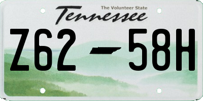 TN license plate Z6258H
