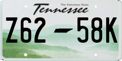 TN license plate Z6258K