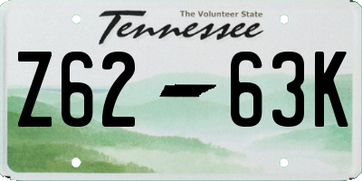 TN license plate Z6263K