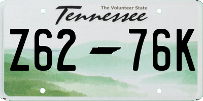 TN license plate Z6276K