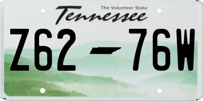 TN license plate Z6276W