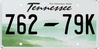 TN license plate Z6279K