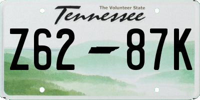 TN license plate Z6287K