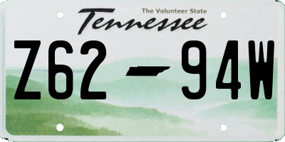 TN license plate Z6294W