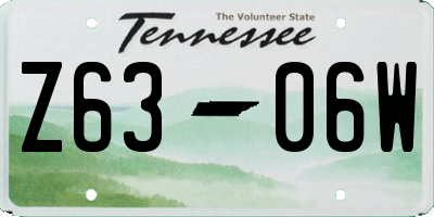 TN license plate Z6306W